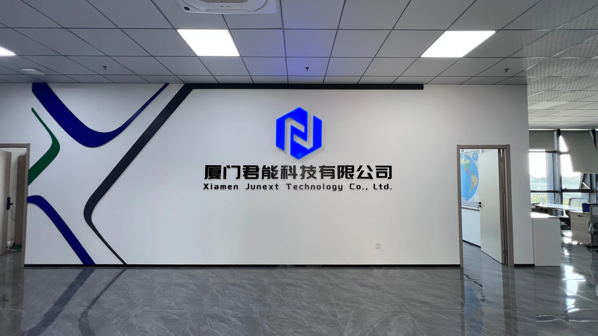 JUNEXT company reception and brand wall