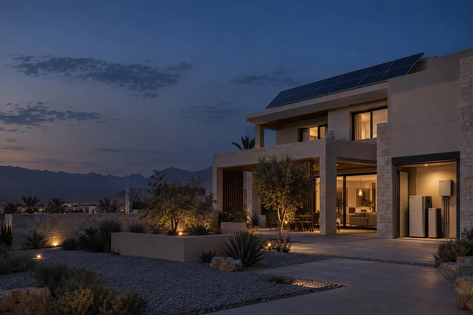 Middle East home solar and battery application illustration
