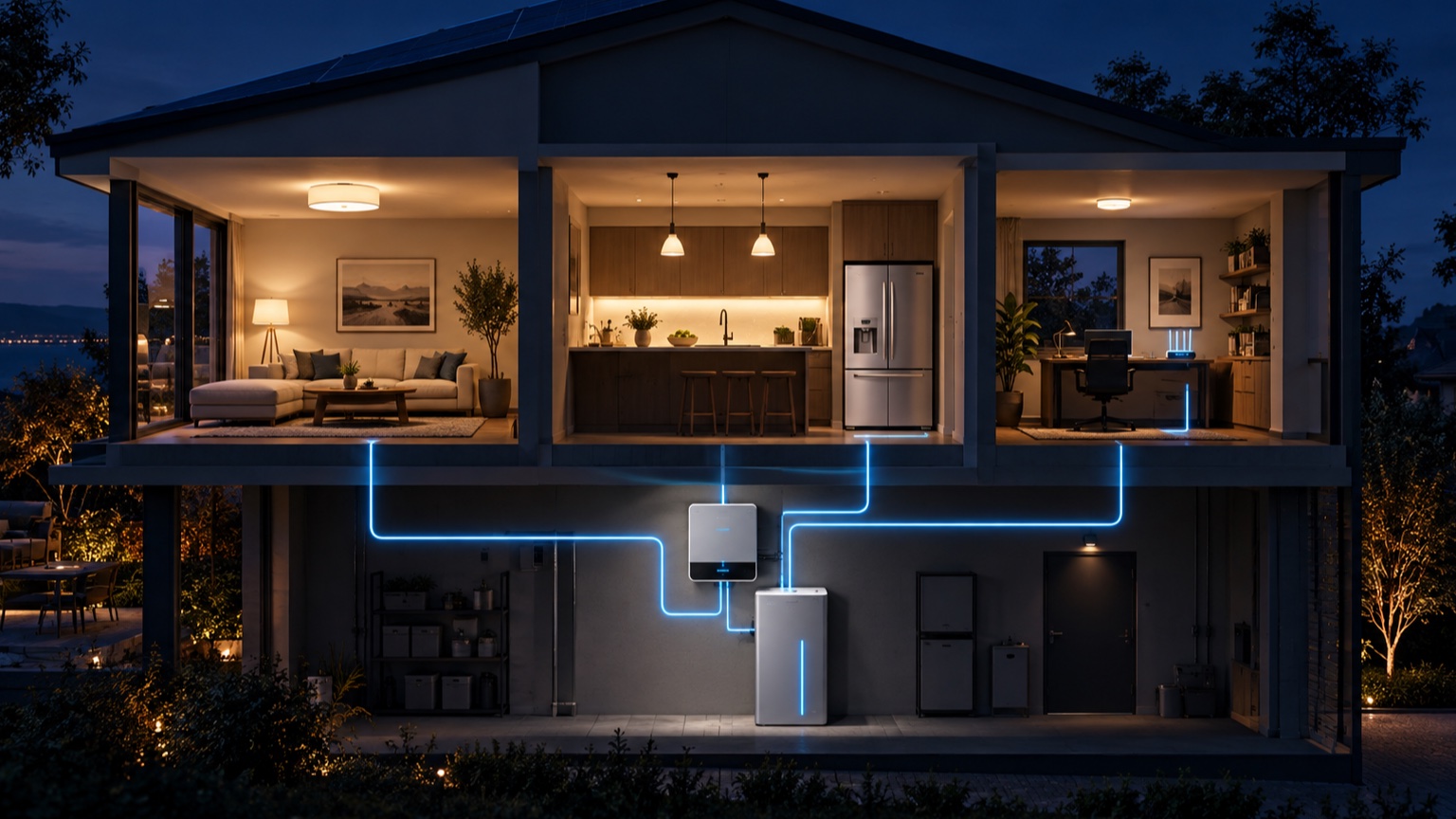 Home battery and inverter keeping lighting, refrigeration and internet equipment powered