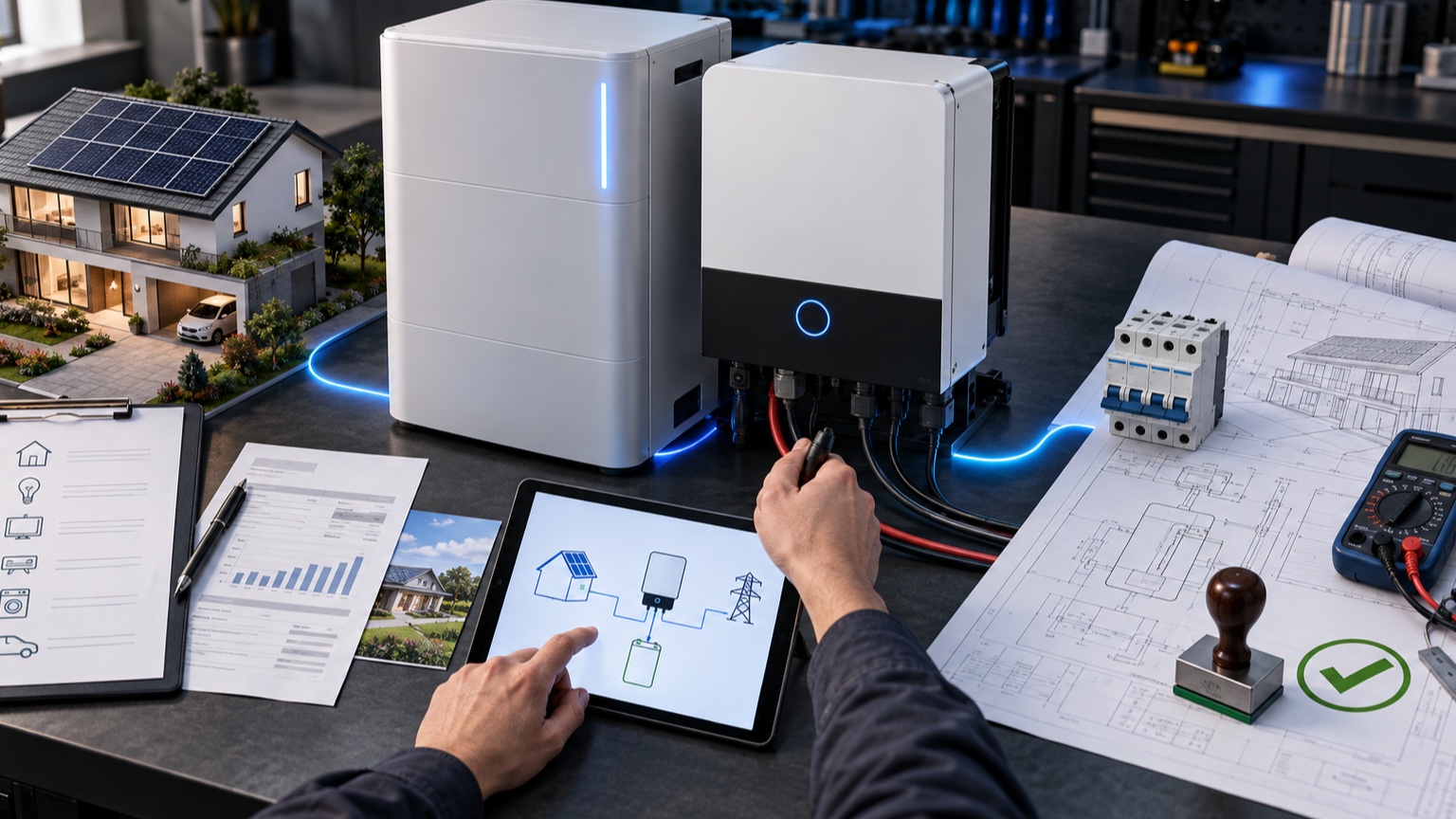 Residential solar project requirements, battery and inverter matching, and final engineering review